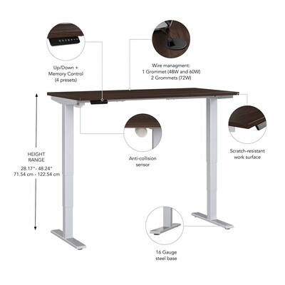 Bush Business Furniture Move 40 Series 72"W Electric Height Adjustable Standing Desk, Black Walnut/Cool Gray (M4S7230BWSK)