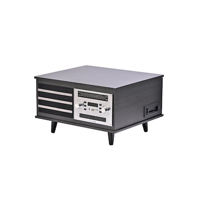 Victor Monroe Retro 8-in-1 Turntable Record Player and Entertainment Center with Bluetooth and Built in Speakers, Graphite