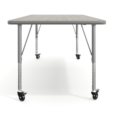 Flash Furniture Wren Rectangular Activity Table, 72" x 30", Height Adjustable, Light Gray Top/Silver Frame (XUA3072RECLGTPC)