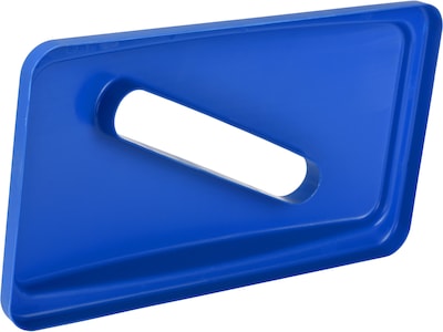Alpine Industries Polypropylene Recycling Bin with Lid and Dolly, 23 Gallon, Blue (ALP477-BLU4-PKD)