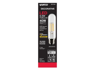 Satco Lighting 5.5-Watt Warm White LED Decorative Bulb, 6/Carton (S21344)