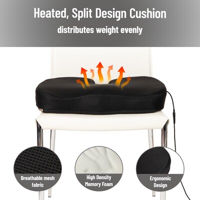 Mind Reader Memory Foam Heated Air-Cloud Seat Cushion, Black (HEASCUSH-BLK)
