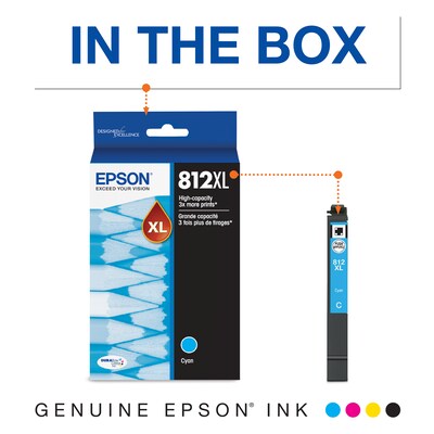 Epson T812XL Cyan High Yield Ink Cartridge (T812XL220-S)