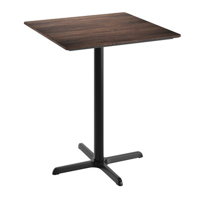 Flash Furniture Acadia Square Wooden Dining Table with X-Base, 36D x 36W, Dark Brown/Black Base (STSQ36WBRT3030B)