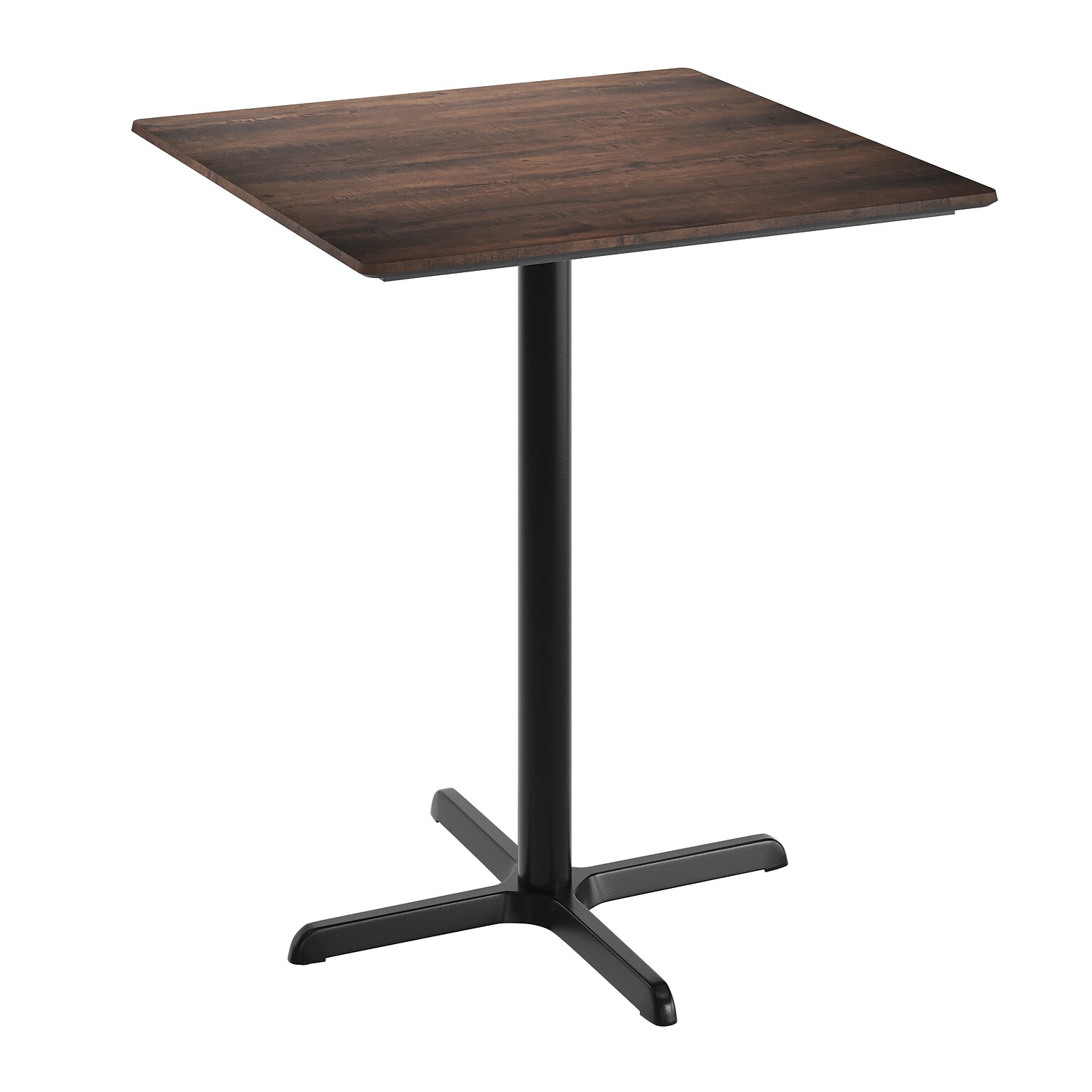 Flash Furniture Acadia Square Wooden Dining Table with X-Base, 36D x 36W, Dark Brown/Black Base (STSQ36WBRT3030B)