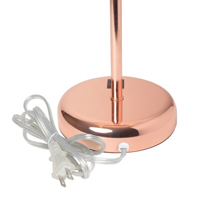 Creekwood Home Oslo 19.5" LED Table Lamp with USB Port, Rose Gold/White Shade (CWT-2013-RG)