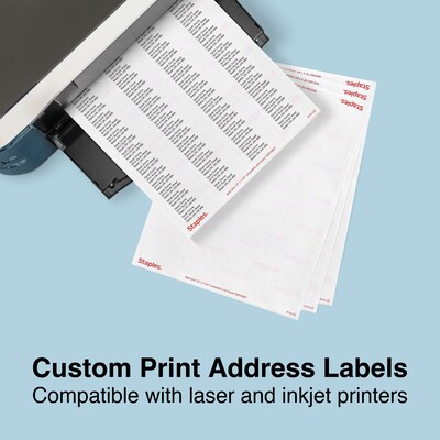 Staples® Laser/Inkjet Address Labels, 1/2" x 1 3/4", Clear, 80 Labels/Sheet, 25 Sheets/Pack, 2000/Box (ST18087/18087)