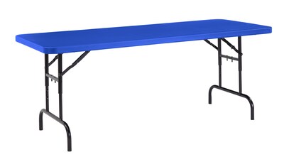 NPS BTA Series 30" x 72" Heavy Duty Height Adjustable Plastic Folding Table, Blue (BTA-3072-04)