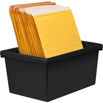 Storex Plastic Medium Classroom Storage Bin, 16.75"x 11.87"x 8.28", Black, Pack of 2 (STX61429U06C-2)