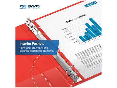 Davis Group Premium Economy 2" 3-Ring Non-View Binders, D-Ring, Red, 6/Pack (2304-03-06)