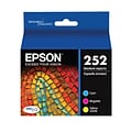 Epson T252 Cyan/Magenta/Yellow Standard Yield Ink Cartridge, 3/Pack