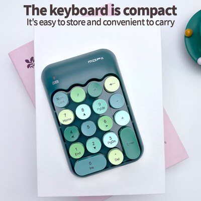 SaharaCase Retro Numeric Keypad Wireless Ergonomic Number Pad, Teal Green (KB48)