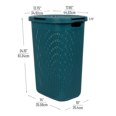 Mind Reader Plastic Laundry Hamper with Lid, Blue (60HAMP-BLU)