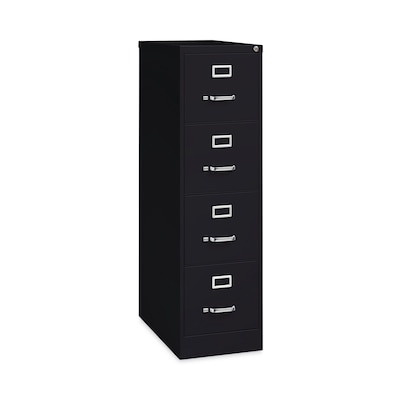Hirsh Industries® Vertical Letter File Cabinet, 4 Letter-Size File Drawers, Black, 15 x 26.5 x 52