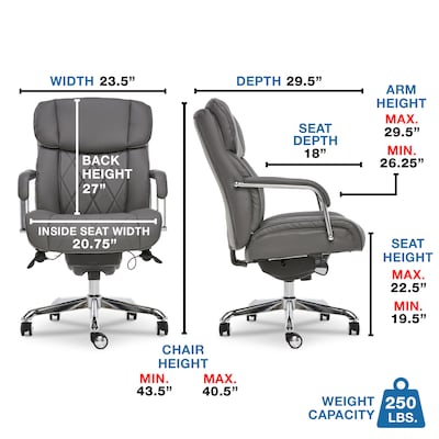 La-Z-Boy Sutherland Ergonomic Bonded Leather Swivel Computer and Desk Chair, Gray (CHR10048B)