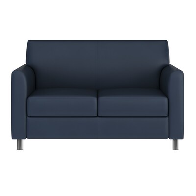 Flash Furniture Hercules Diplomat LeatherSoft Loveseat, Navy/Chrome Legs (BT8272NVYCHR)