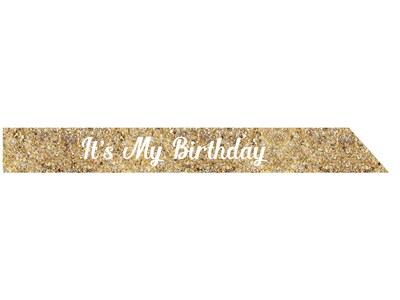 Party City Its My Birthday Sash, Gold Glitter (AM340353-NS)