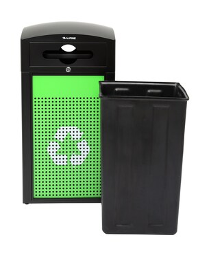 Alpine Industries GS Series Steel Trash Can & Recycling Bin Combo, 40 Gallon, Green (ALP471-40-GS-M)