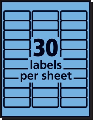 Avery Sure Feed Laser Address Labels, 1" x 2 5/8", Pastel Blue, 30 Labels/Sheet, 25 Sheets/Pack   (5980)