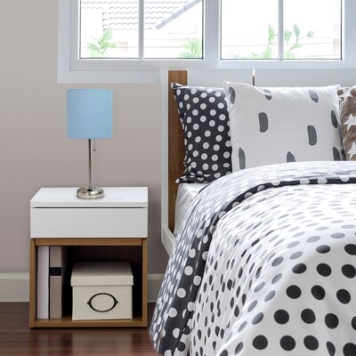Simple Designs 19.5" LED Table Lamp, Brushed Steel/Blue Shade (LT2024-BLU-CCLB)