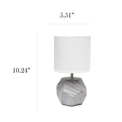 Simple Designs 10.24" LED Table Lamp, Marble Base/White Shade (LT2065-MBL)