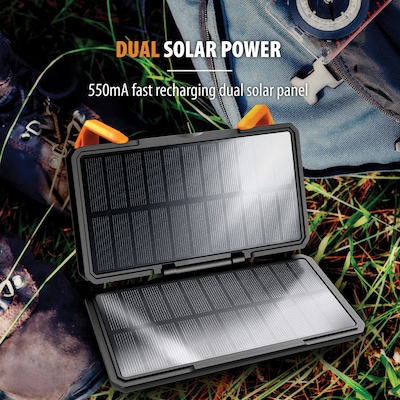 ToughTested Dual-Solar-Panel Switchback 10,000 mAh Power Bank, Orange/Black (TT-PBW-SB1)