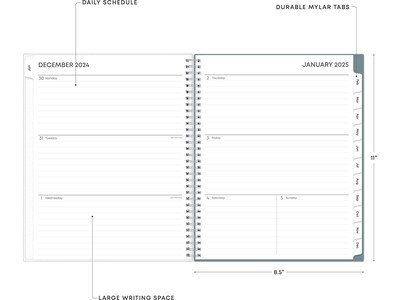 2025 Blue Sky Amitza Blue 8.5" x 11" Weekly & Monthly Planner, Plastic Cover, Blue/White (148765-25)