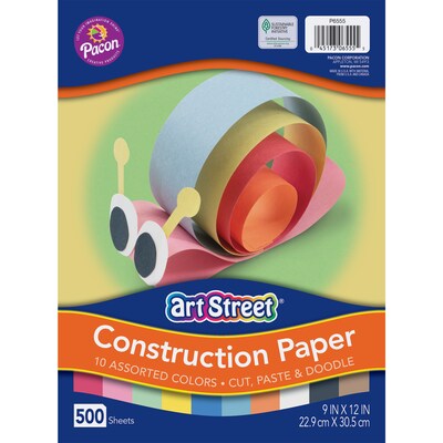 Prang 9 x 12 Construction Paper, Assorted Colors, 500 Sheets/Pack (P6555-0001)