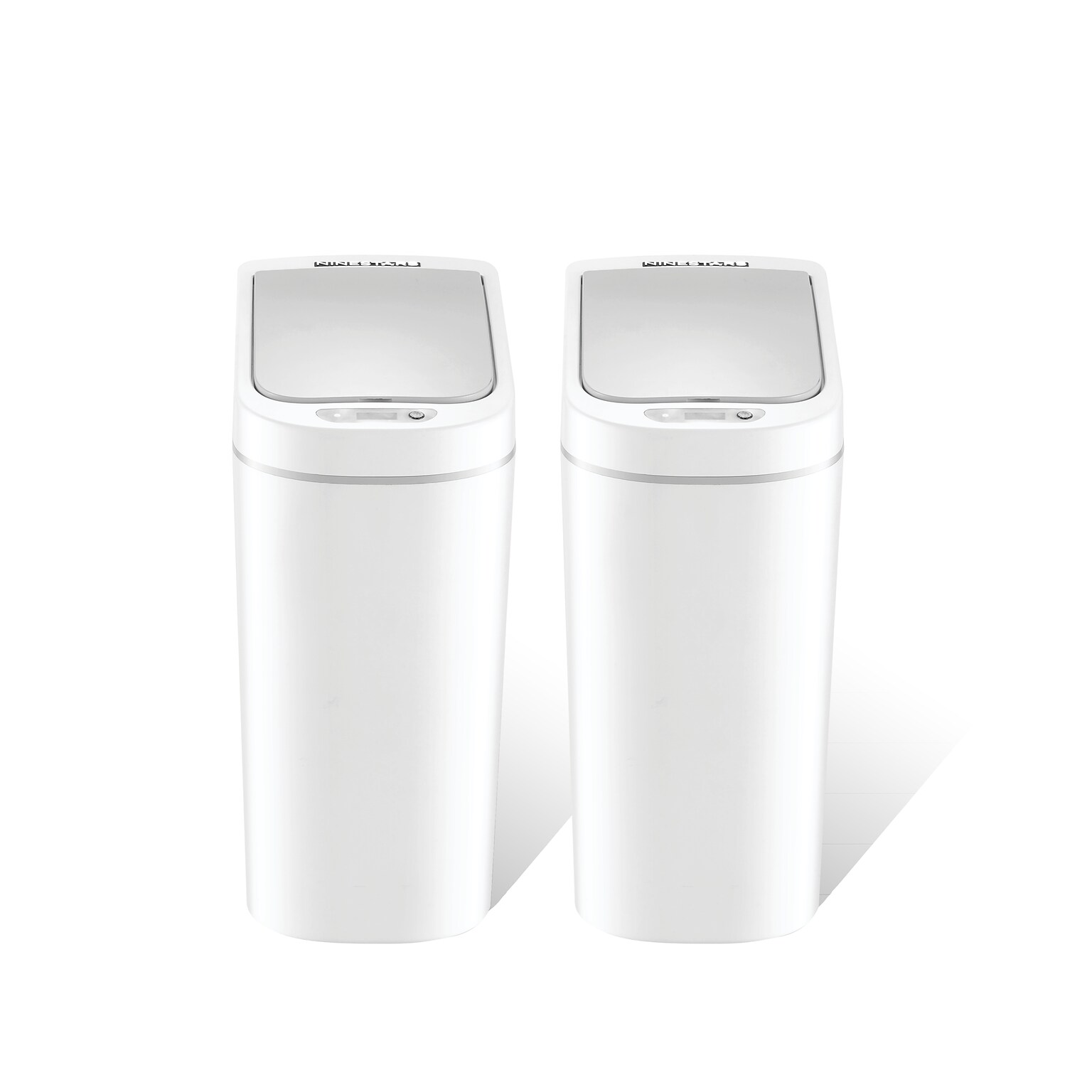 Nine Stars Trash Can Plastic Indoor Sensor Trash Can, 1.85 Gallon, White, 2/Pack (DZT-7-2B)