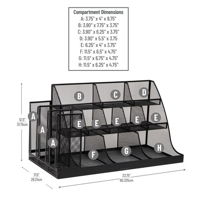 Mind Reader Network Collection 14-Compartment Condiment Organizer, Metal Mesh, Black (CMG2MESH-BLK 14)