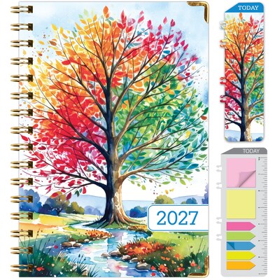 2027 Excello Brands 6 x 8 Weekly & Monthly Standard Planner, Paperboard Cover, Tree Seasons (FSHN-CY27-58-20)