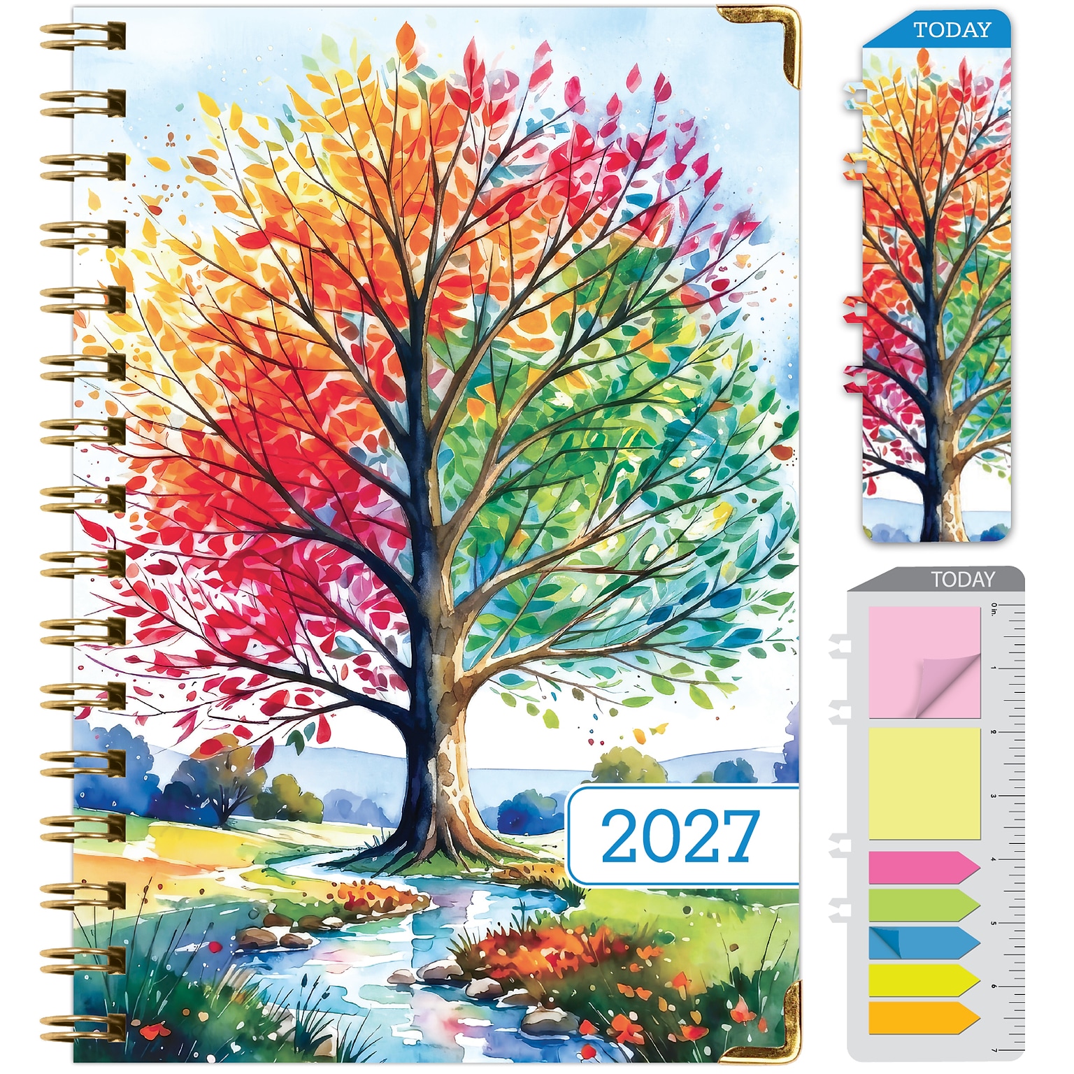 2027 Excello Brands 6 x 8 Weekly & Monthly Standard Planner, Paperboard Cover, Tree Seasons (FSHN-CY27-58-20)