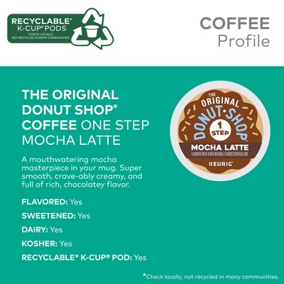 The Original Donut Shop One Step Mocha Latte Coffee Keurig® K-Cup® Pods, Light Roast, 20/Box (381793)