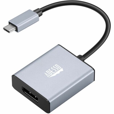 Adesso CyberHub 5030 USB-C to Display Port Digital Audio/Video Adapter, Male to Female, Black/Silver
