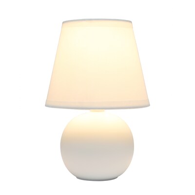 Creekwood Home Nauru 8.66" Traditional Petite Ceramic Orb Base Bedside Table Desk Lamp, Off White (CWT-2004-OF)