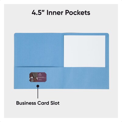 Smead 2 Pocket Cardstock Portfolio Folder, Assorted Colors, 25/Box (87850)