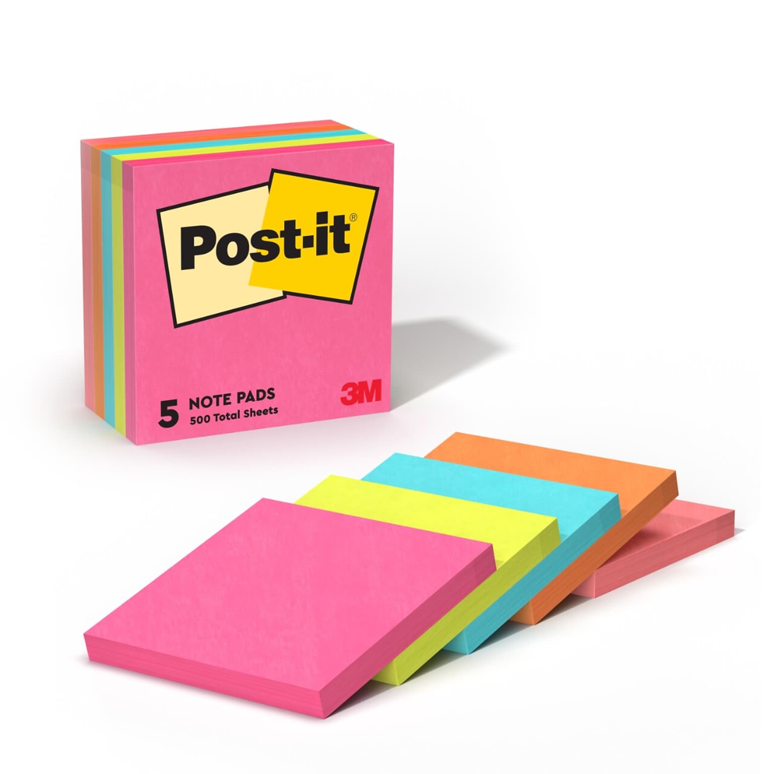 Post-it Notes, 3 x 3, Poptimistic Collection, 100 Sheet/Pad, 5 Pads/Pack (6545PK)