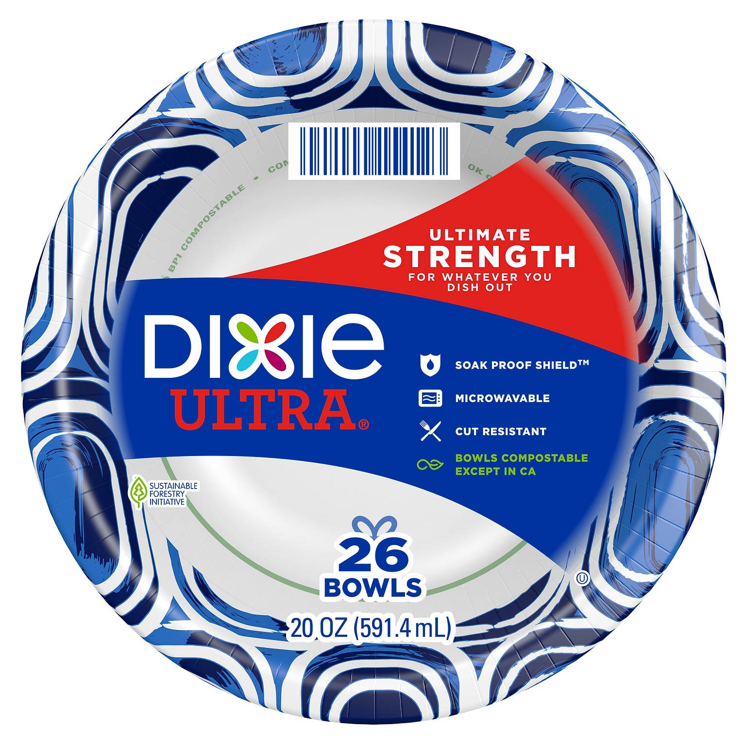 Dixie Ultra Compostable Paper Bowl, 20 oz., 26/Pack (15259)