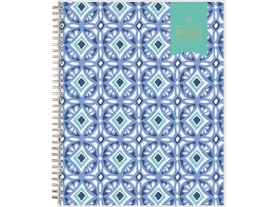 2025 Blue Sky Day Designer Tile 8.5 x 11 Weekly & Monthly Planner, Plastic Cover, Blue/White (1014