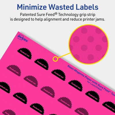 Avery Starburst Laser/Inkjet Multipurpose Labels, 1", Neon Magenta (480/Pack)