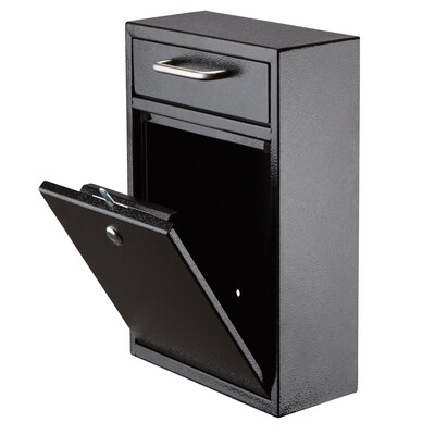 AdirOffice Steel Large Wall Mounted Drop Box Interoffice Mailbox, Key Lock, Black (631-04-BLK-PKG)