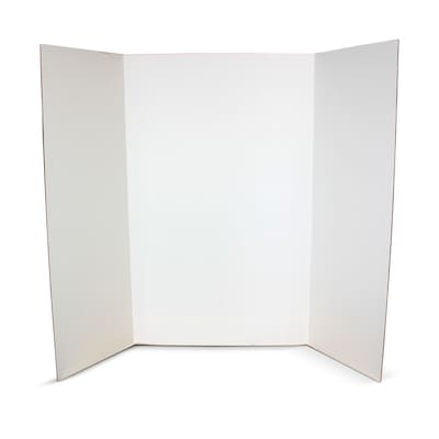 Flipside Tri-Fold Presentation Board, 36 x 48, Corrugated, Bleached White, 24/Carton (30042-24)