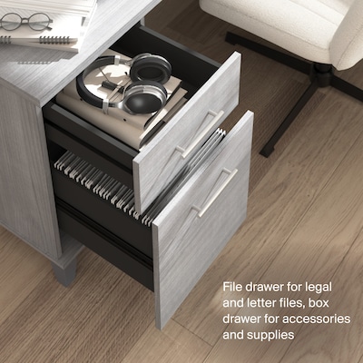 Bush Home Somerset 60"W L Shaped Office Desk with Storage, Platinum Gray (WC81230K)