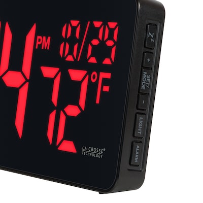 La Crosse Technology Red Digital LED Wall Clock with Indoor Temperature (513-1411R)