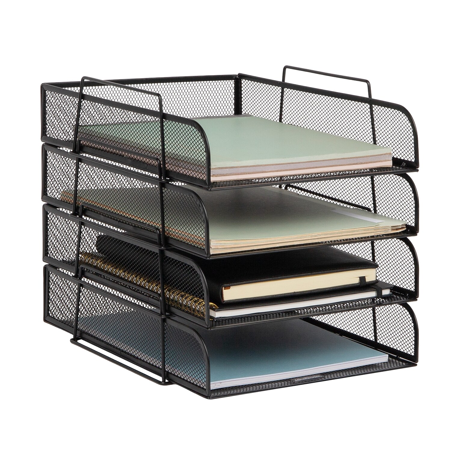 Mind Reader Metal Front Loading Stackable Letter Tray, Letter/Legal Size, Black (BSTACK4-PNK)