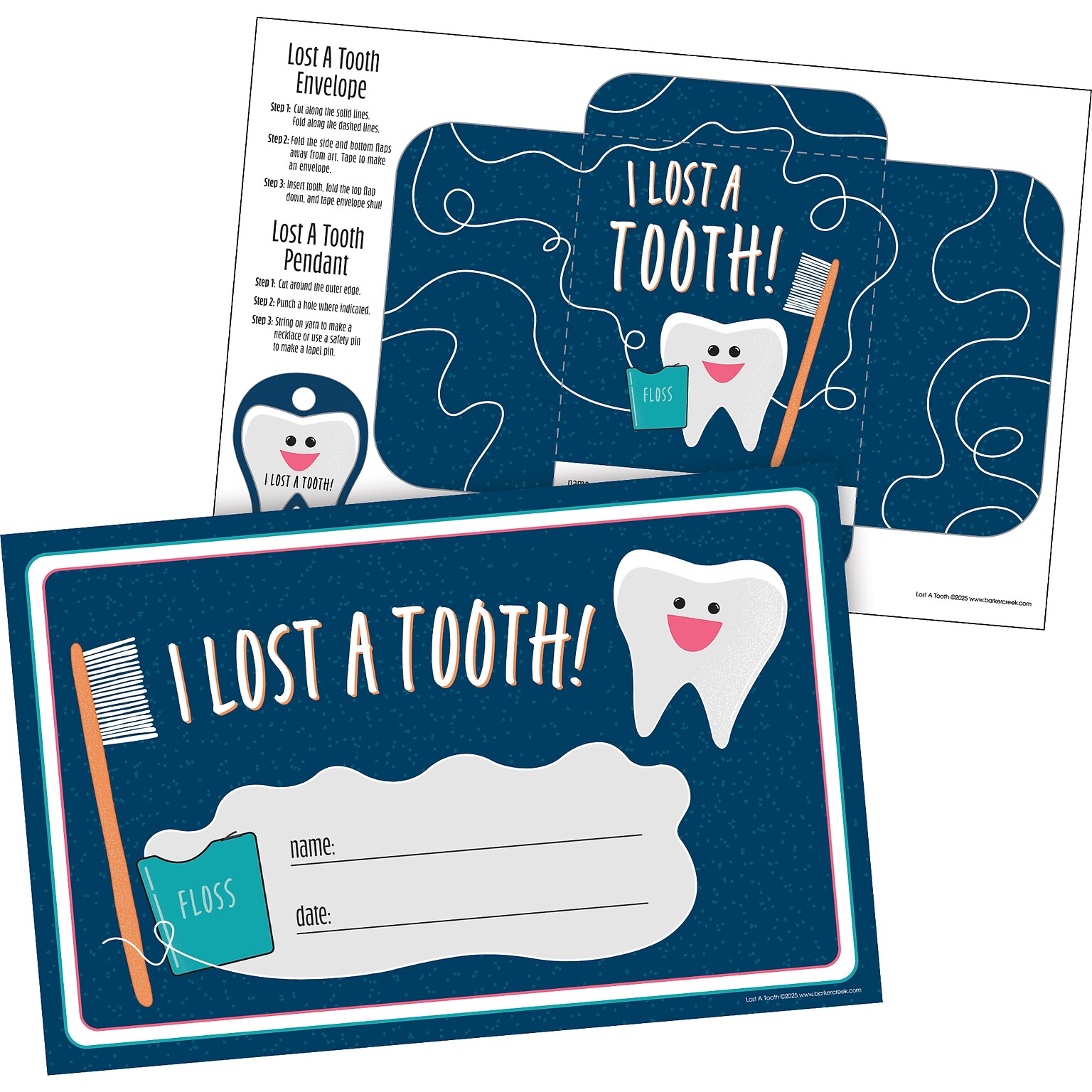 Barker Creek Lost a Tooth Awards & Envelopes, 8.5 x 5.5”, Multicolored, 30/Pack (441)