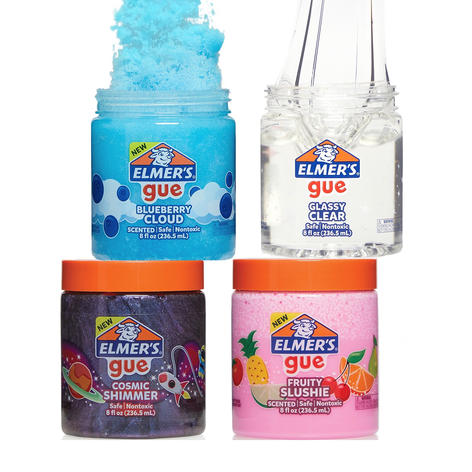 Elmers Gue Premade Slime Variety Pack, Assorted Colors, 4/Pack (2130444)