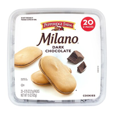 Milano Dark Chocolate Cookies, 0.75 oz., 20/Pack (220-02248)