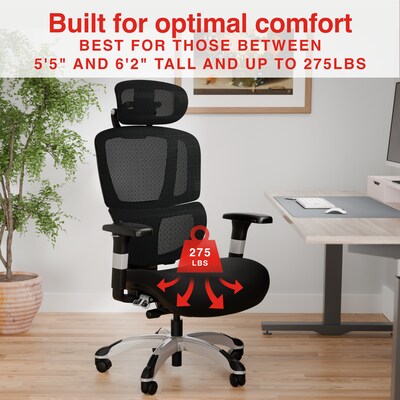 Staples Hyken Pro Ergonomic Fabric Swivel Task Chair, Black (ST63228)