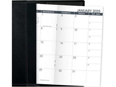 2025 AT-A-GLANCE 3.5" x 6" Monthly Planner, Faux Leather Cover, Black (70-064-05-25)
